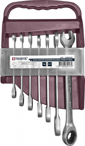 CRWS7PR Набор ключей гаечных комбинированных трещоточных на держателе 8-19 мм 7 предметов